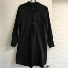 SCOT CLUB ブラック 長袖 シャツワンピース　ノーカラー