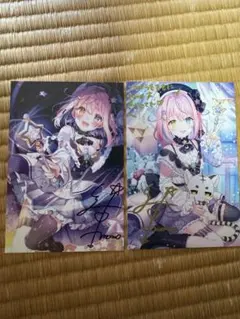 胡桃澤もも サイン入りイラストカード2枚セット 胡桃澤もも サイン入りイラストカード2枚セット 胡桃澤もも サイン