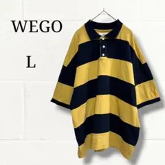 【WEGO】ウィゴー ボーダー ポロシャツ 半袖 L マスタード ネイビーのサムネイル