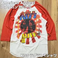 KISS バンド Tシャツ ロック キッス アライブツー ラグラン 7部袖 赤
