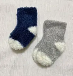 ベビー靴下 2足セット 冬 ネイビー グレー