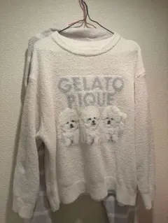 GELATO PIQUE モチーフジャガードプルオーバー 犬モチーフ クリーム色