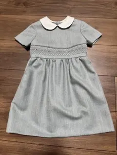 マダムジョウフク お受験ワンピース グレー 半袖 刺繍入り 伊勢丹 