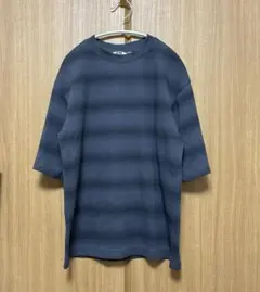 ユニクロ U エアリズムコットンオーバーサイズボーダーT グレーボーダー XS