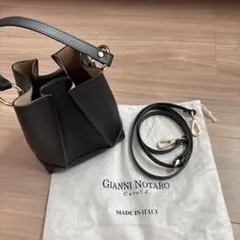 未使用品】ジャンニノターロ パネルバケツバッグ レザー 2way ブラック