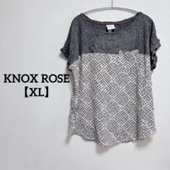 KNOX ROSE【XL】半袖 Tシャツ 幾何学模様 グレー ホワイト