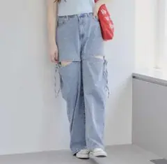 新品未使用OLIVE des OLIVE 脇スリットリボンカーゴパンツ