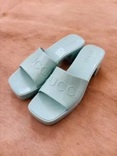 GUCCI グッチ ラバー プラットフォームサンダル 約25cm ミントグリーンのサムネイル