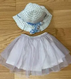 麦わら帽子セット と　ZARA キッズ チュールスカート 98cm
