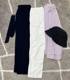 ユニクロ　GU ジーユー　白　テーパード チノパン　ブラウスMサイズ　まとめ売り