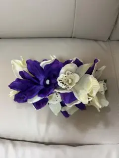 フラダンス用 ヘアクリップ パープル ホワイト