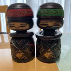 木彫り こけし 2体セット 民芸品 置物