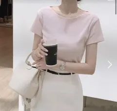 ボートネック半袖Tシャツ ピンク p658338 DHOLIC ディーホリックのサムネイル