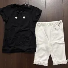 COMME CA DU MODO 黒Tシャツと白レギンスセット95cm以下のサムネイル