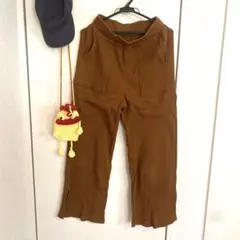 GU ジーユー　ブラウン ニット　ワイドパンツ　スリット入り　Lサイズ