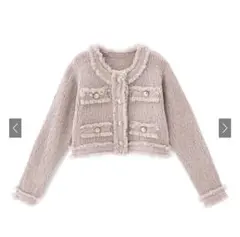 フリンジショート丈ニットカーディガン　グレイル　ピンク　S