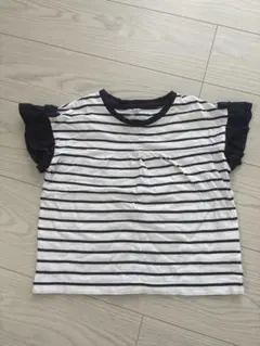 袖フリル　ボーダーTシャツ　110cm