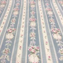 宮崎順子オリジナル布　ローズボーダー　ブルー