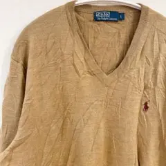 POLO RALPH LAUREN 【Ｌ】Vネックニット セーター ベージュ