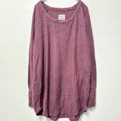 一点もの✨Chaser【L】ワッフルニット カットソー 袖ボタン ボルドー