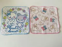 【新学期や洗い替えに】キッズ　タオルハンカチ　2枚セット　女の子