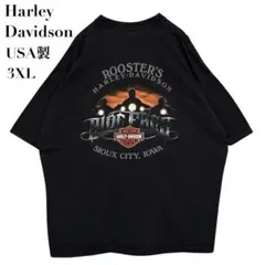 【USA製】ハーレーダビッドソン Tシャツ 両面プリント 半袖 古着 3XL 黒