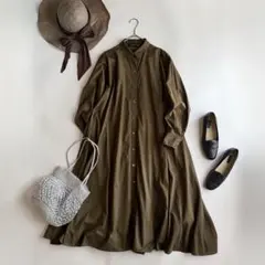 極美品⭐️アーバンリサーチドアーズ ラミーコットンビッグシャツ 深緑 