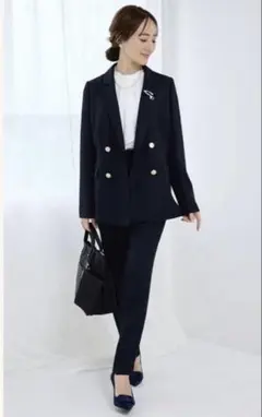 新品未使用しまむらL Lサイズネイビー ダブルブレスト テーラードジャケット