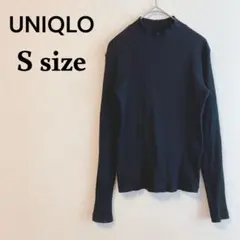 【ユニクロ】（S）レディース 長袖 カットソー リブT ハイネック ブラック 黒