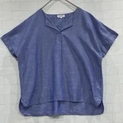 美品　マックレガー　リネン　コットン　半袖　カットソー　L ブルーのサムネイル