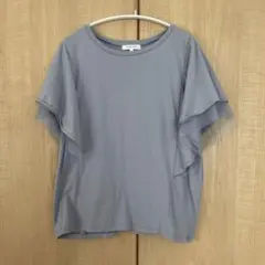 GLOBAL WORK☆フローズンT袖フレアプルオーバー　ブルーラベンダーL