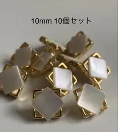飾りボタン メタルシェルボタン(タカセ貝) スクエア 10mm 10個セット