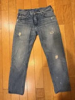 【美品】EMPORIO ARMANI テーパードデニム 29 ダメージ加工のサムネイル