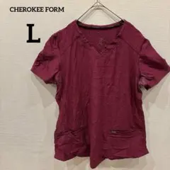 一点物✨️CHEROKEE FORM【L】ワインレッド Vネック Tシャツ