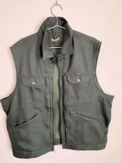 デニムベスト　ダークグリーン