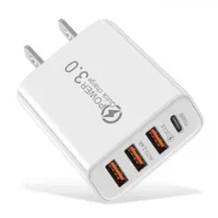USB アダプター ACアダプター コンセント Cタイプ 充電器 4ポート 白