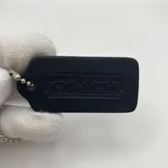 Coach ブラック　型押しレザーキーホルダー　Y