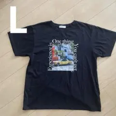 未使用品しまむらLinoluce フォトプリントTシャツ ブラックLサイズのサムネイル