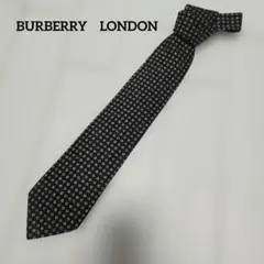 最高級BURBERRYバーバリーロンドンネクタイネイビー紺ホースロゴ×花柄刺繍絹