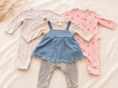 80 女の子ロンパース3枚セット ユニクロ futafuta くまちゃん