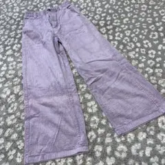 GUラベンダー コーデュロイ ワイドパンツ ストライプ