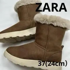 ZARA ファー付きブーツ37(24cm）中古品暖かい かわいい
