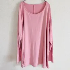 美品⭐️ カットソー 長袖 無地 1XL 桃 ポリエステル レディース トップス
