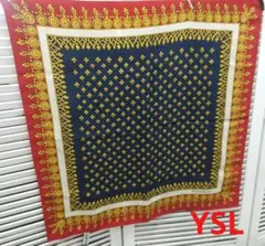 イヴ・サンローラン シルク 小判スカーフ ハンカチ