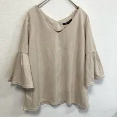 INGNI 六分袖 Ｖネック スエード調ブラウス フレアスリーブ M