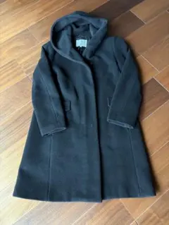 【Untitled】フード付き黒ロングコート プレミアムライン 日本製