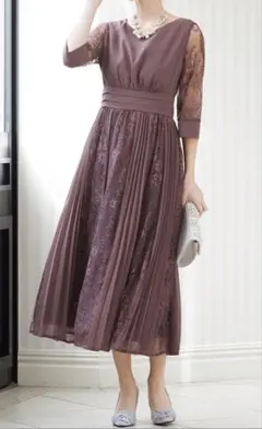 Dorrydoll プリーツ*レース 7分袖パーティードレス 結婚式ワンピース