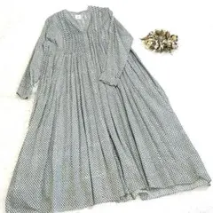 maison de soil❣️ブロックプリント ピンタックコットンワンピース Ⅱ