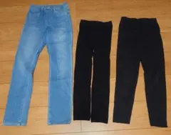 サイズ:140cm　UNIQLO デニムと黒レギンス　計3点セット
