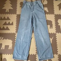 GUライトブルーデニムワイドパンツ 150位